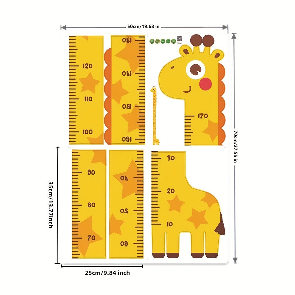 Unicorn giraffe dinosaur height wall sticker, creative cartoon measuring ruler, self-adhesive decoration.