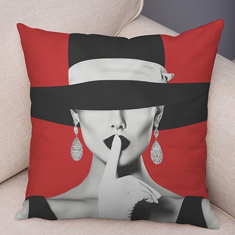 This elegant pillowcase features a French style double-sided retro noble lady portrait design. Made with 100% polyester, this woven decorative square cushion cover comes with a zipper for easy removal and is machine washable. Measuring 44.96 x 44.96 cm