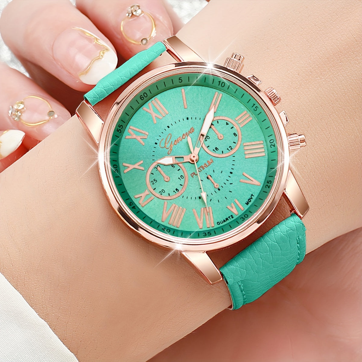 Set of 12 women's casual quartz watches with candy color matching dials, does not include watch box.