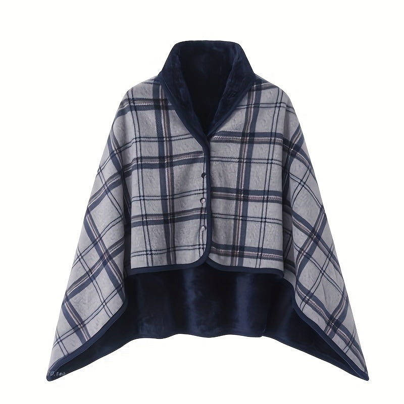 Thick Plaid Pattern Polar Fleece Throw Blanket - Multifunctional Shawl Blanket with Double Layer, Perfect for Autumn and Winter Office Wear