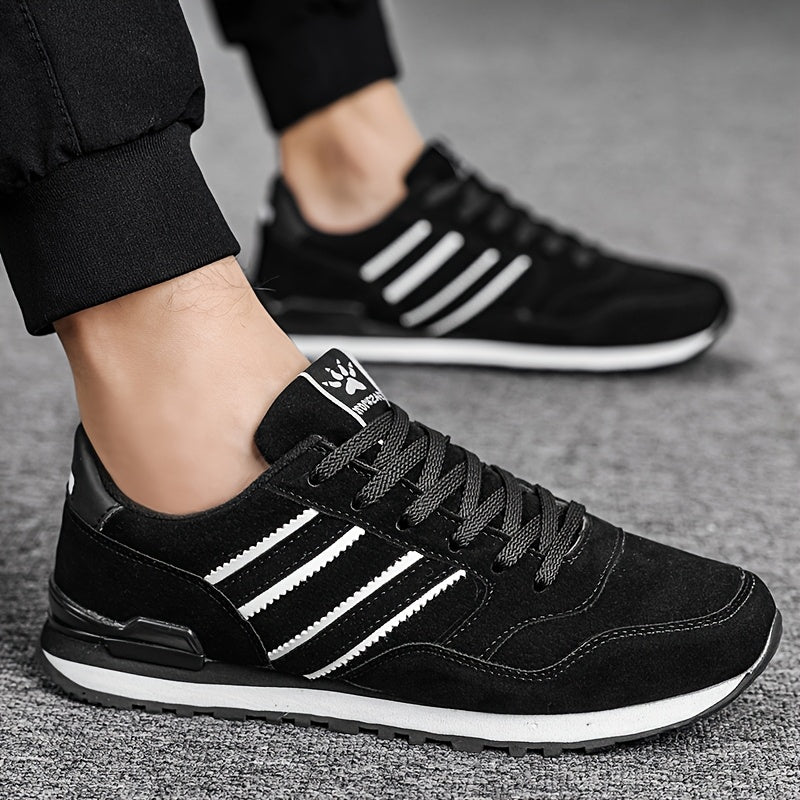 Casual men's sneakers with low top lace-up design, suitable for walking and hiking outdoors. Made with faux upper, fabric inner, and EVA/TPU sole for comfort.