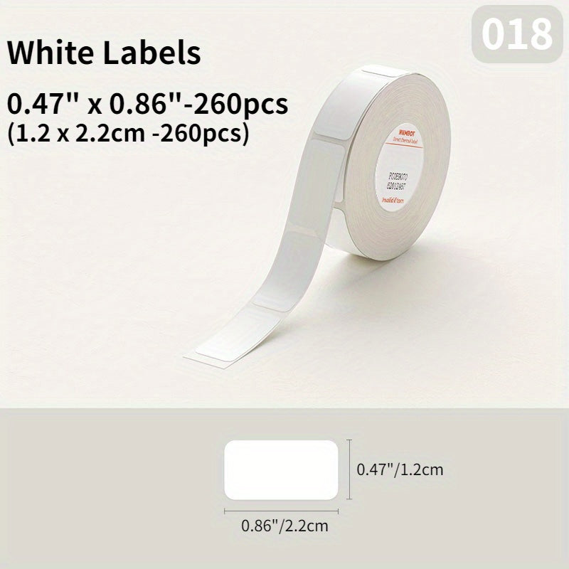 NIIMBOT Thermal Label Sticker Roll is white, waterproof, and oil-proof. Compatible with D11/D101/H1 Series Printers, it features strong adhesive, no ink needed. Ideal for home and