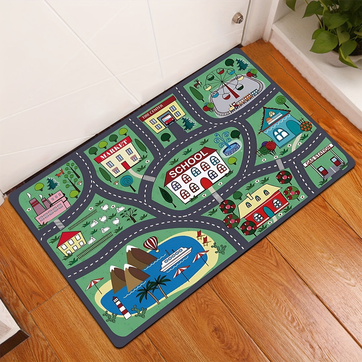 Get the 1pc Urban Road Pattern Living Room Area Rug for your home. Made from machine washable polyester with PVC backing, this non-slip, moisture-proof rug is perfect for any room in your home. Ideal for home decoration in the bedroom, kitchen, bathroom