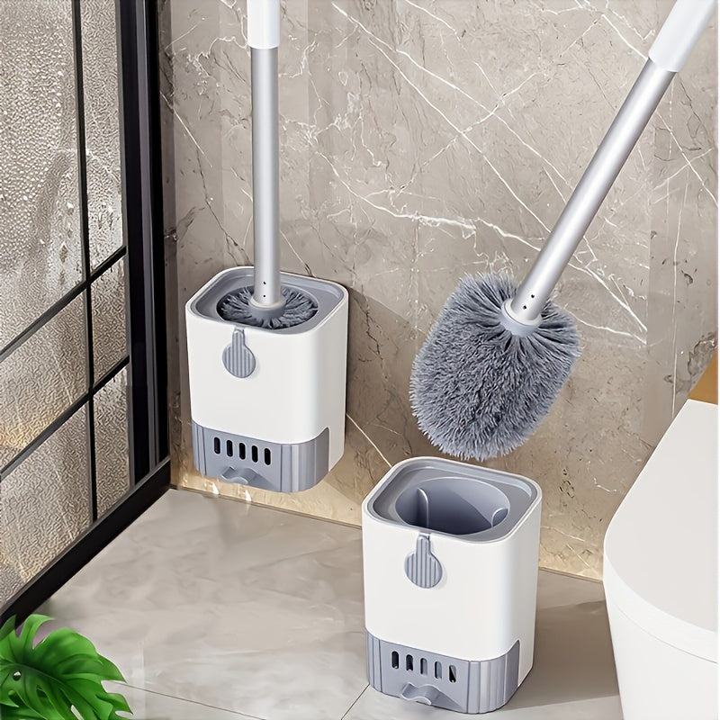 Toilet Brush Set with Wall Mount, Soft Bristles, Long Handle, Space-Saving Design, Deep Cleaning, Detachable Sink Drawer, Ideal for Home and Hotel Bathrooms, Made of Plastic, Manual Use