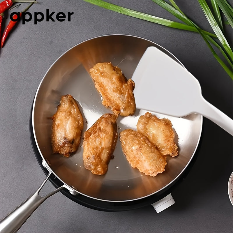 Appker presents a set of 2 non-stick frying pans with a silicone spatula included. Made of durable stainless steel, these pans are ideal for cooking steak and wok dishes. They are compatible with induction stoves, making them versatile for any kitchen.