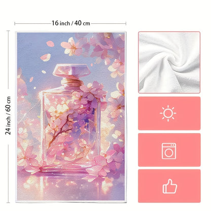 Set of 2 Ultra Soft Kitchen Towels with a bottle of your favorite perfume to bring back memories of our special moments. These highly absorbent dish hand towels are perfect for holiday decor. Machine washable and measuring 16x24 inches. Code