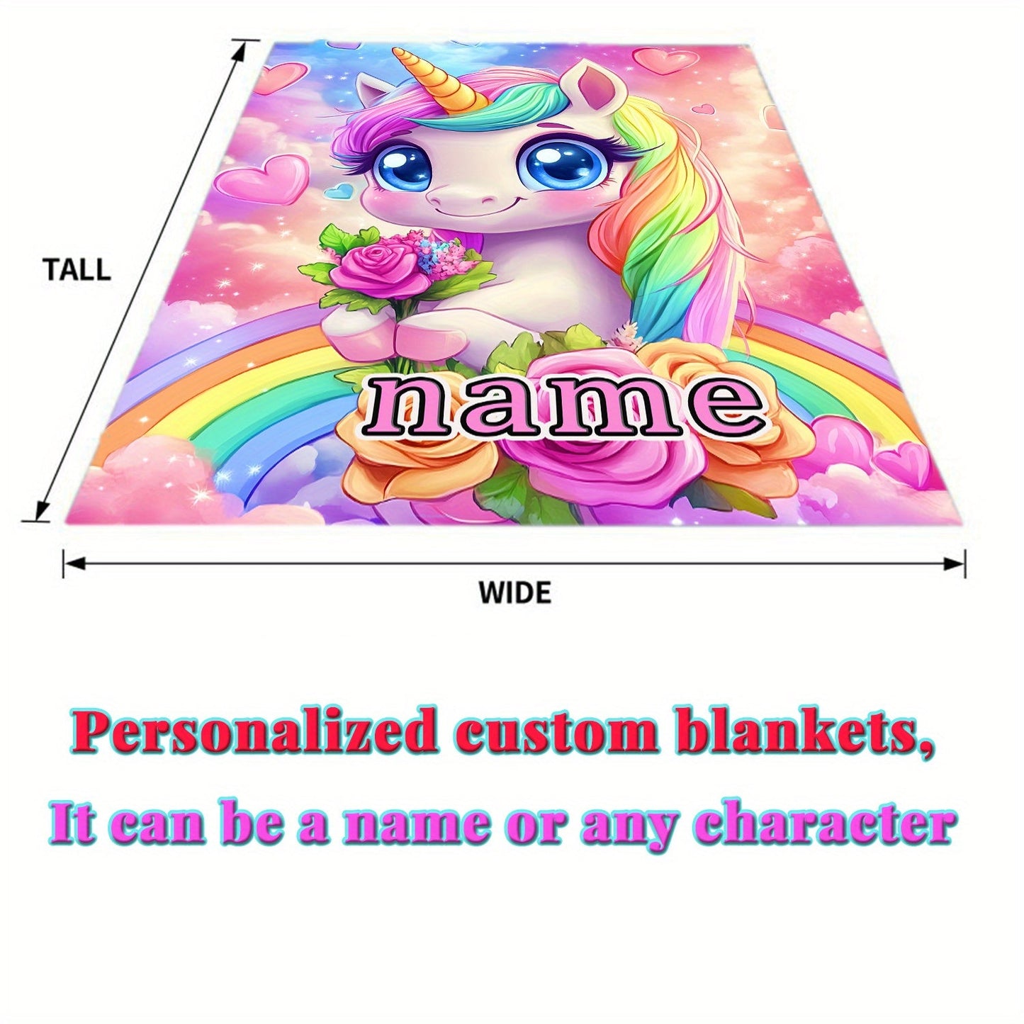 Personalized Name Mythical Creature Design Blanket - High Definition Print, Perfect for Sofa, Bed, or Travel - Custom Fleece Blanket, Soft and Cozy - Great Gift for Loved Ones.