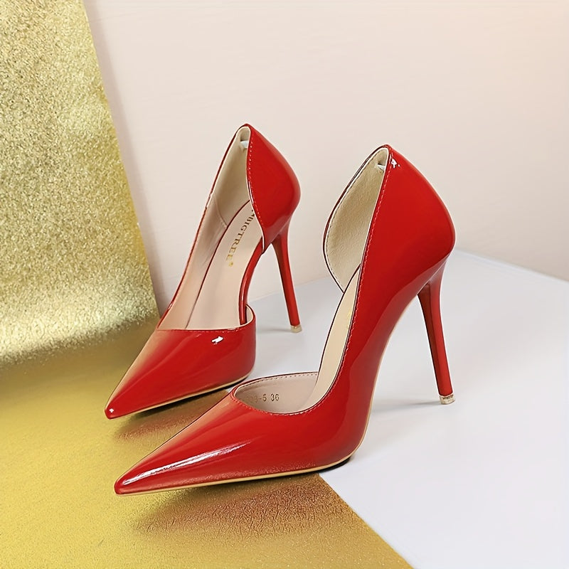 Elegant stiletto high heels with pointed toe.