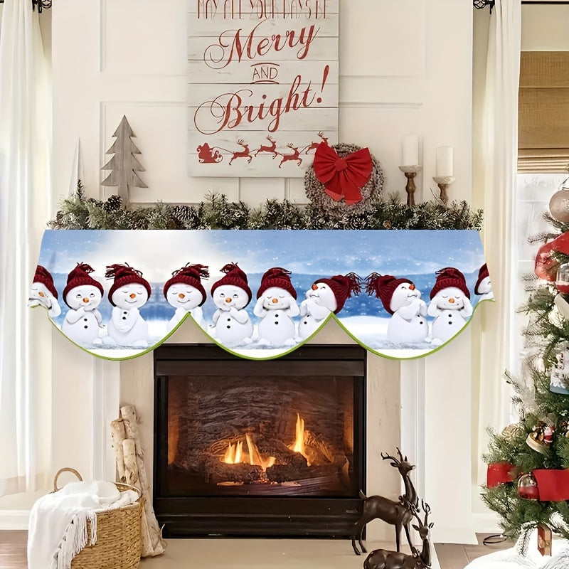 Add a touch of holiday cheer to your home with the Merry Christmas Snowman Fireplace Cover. This festive polyester cape scarf is perfect for decorating your living room or indoor windows. Measuring 49.78cmx78.7, it's the best way to bring Christmas