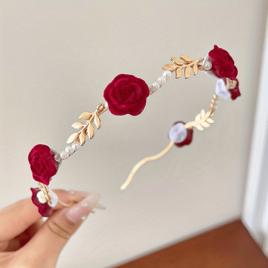 Rose faux pearl hair hoop for parties and special occasions, great gift choice for brides, ladies, and girls