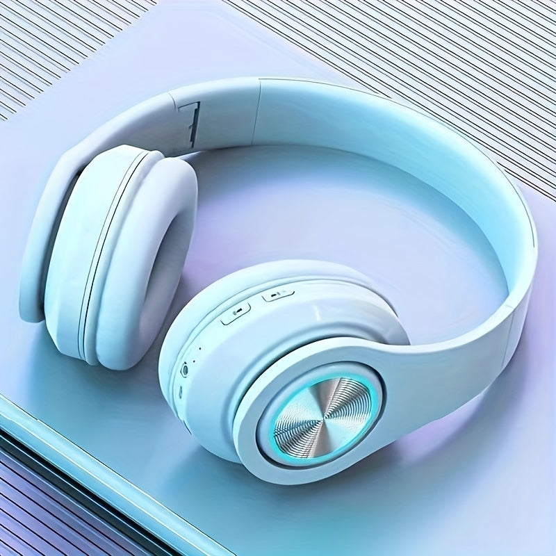 Wireless headphones with headband support, card insertion, and both wired and wireless functionality for multi-use.