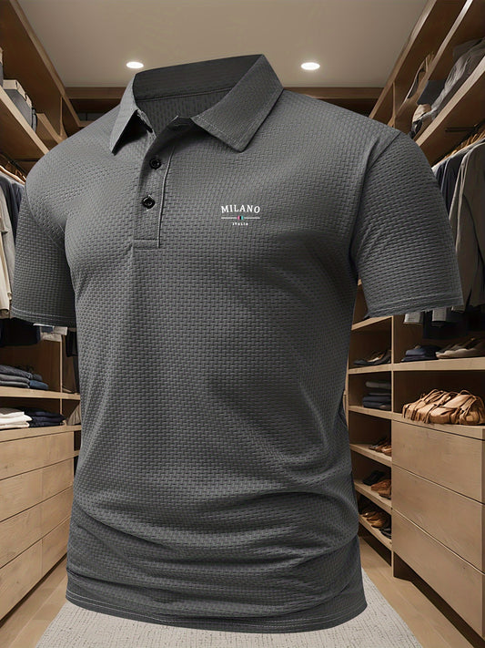 Men's short sleeve golf shirt by Milano Print, perfect for both tennis training and business casual wear. Ideal for summer and outdoor activities.