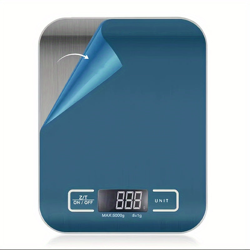 Digital Kitchen Scale, Stainless Steel Food Scale with LCD Display, Portable Electronic Weighing Tool. Battery Operated, Made of ABS Material. Non-Food Contact. Includes 2 AAA Batteries (Not Included). Ideal for Coffee, Baking, and Cooking Measurement.