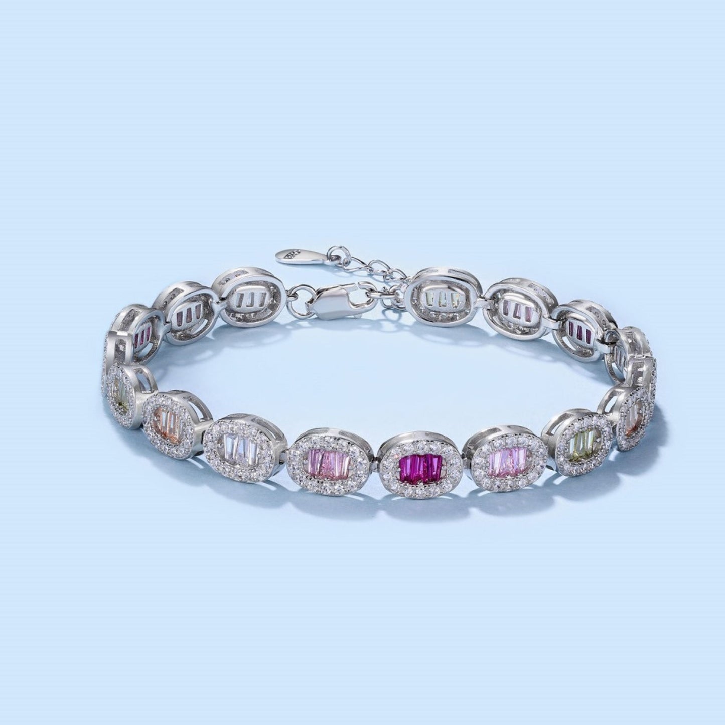 Gorgeous 925 Sterling Silver Bracelet for Women, adorned with Synthetic Zirconia and Rhodium Plating, Perfect for Everyday Wear or Dressing up for Special Occasions. A Stunning Gift for Birthdays, Anniversaries, Halloween, and Christmas - Weighs 10.68g.