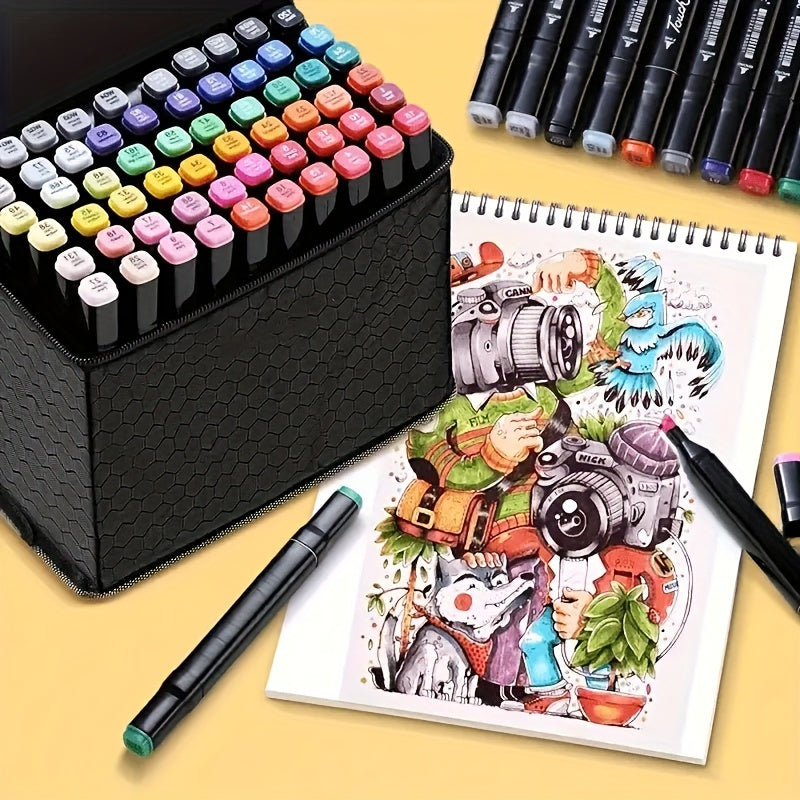 48 double-headed painting marker pens with a cloth bag set, perfect for student artists.