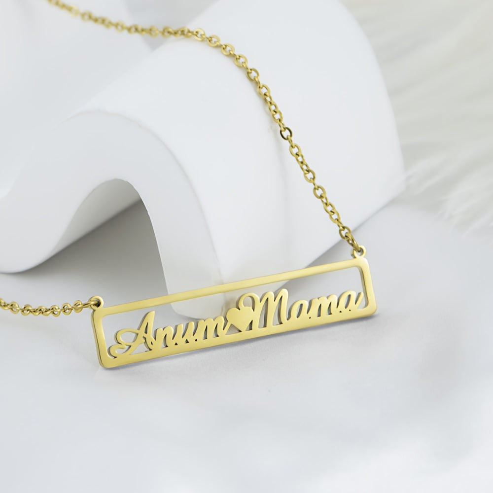 Personalized Stainless Steel Hollow Name Pendant - Stylish Bohemian Heart Necklace for Couples, Ideal for Special Occasions and Presents, Unique Design, Intricate Hollow Detailing