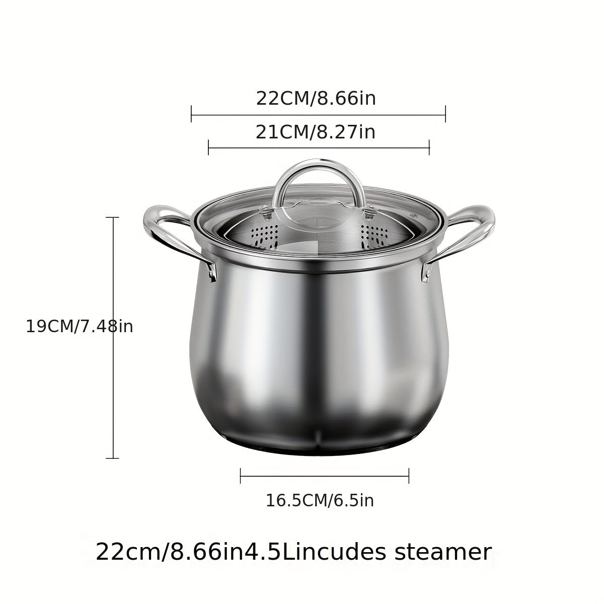 Large Capacity High Soup Pot made of 304 Stainless Steel, Thickened for Household use. Can be used for Cooking Porridge, Stews, and Steaming on Electromagnetic or Gas Stoves.