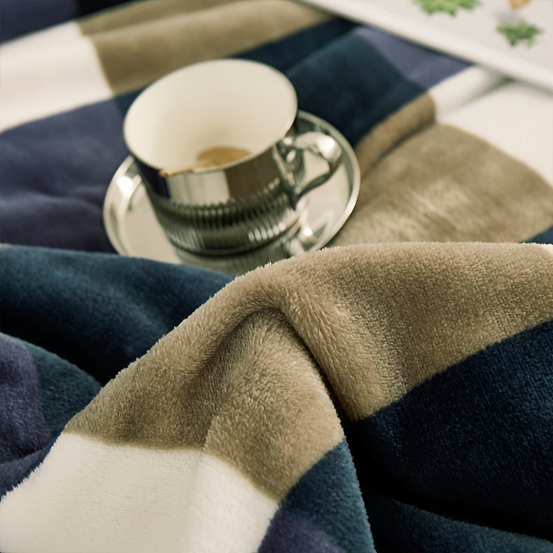 Soft and cozy blue plaid flannel throw blanket that is gentle on skin for all seasons. Ideal for naps at home, the office, in the car, while camping, or during travel.