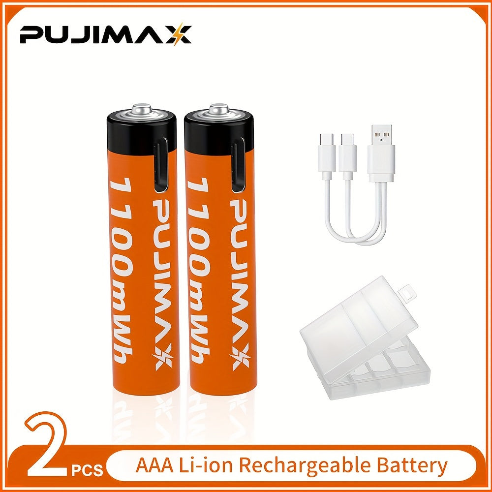 PUJIMAX 1.5V AA 3400Mwh and AAA 1100Mwh Lithium Batteries with Type-C Charging Port.