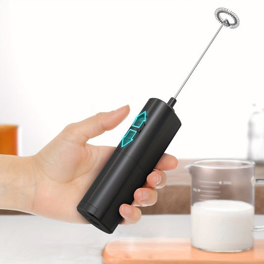 Cheer Moda Electric Milk Frother is a stylish black handheld cream whisk with sleek design. It is battery-operated (AA batteries not included) and perfect for creating coffee and latte art. Dimensions are 3.48cm x 2.24cm x 7.8, made by Cheer Moda.