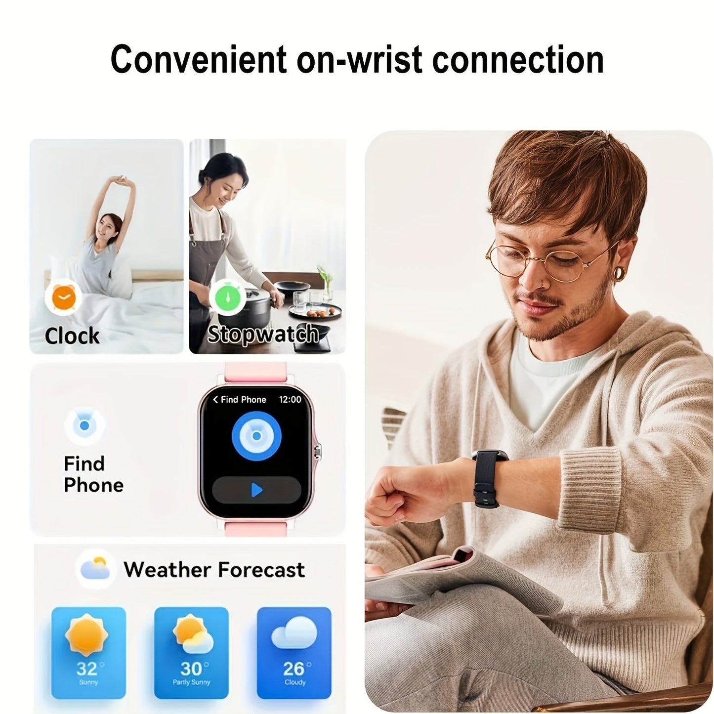 Gender-neutral Sports Smart Watch featuring a Vibrant Color Touch Screen, Personalized Dial, Compatible with Android & iOS, Sleek Alloy Case, Durable Stainless Steel Strap, Date & 24-Hour Display, Not Waterproof, Easy USB Charging, Long-lasting