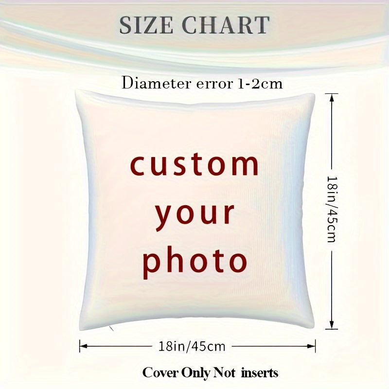 Personalized custom pillowcase cover featuring a short plush red heart background with single-sided printing. Dimensions: 45cm x 45cm (18in x 18in). Message on cover reads "Love You." Pillow core not included.