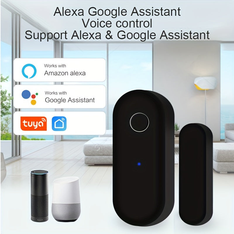 Tuya WiFi door/window detector for smart home, compatible with Alexa and Google Assistant.