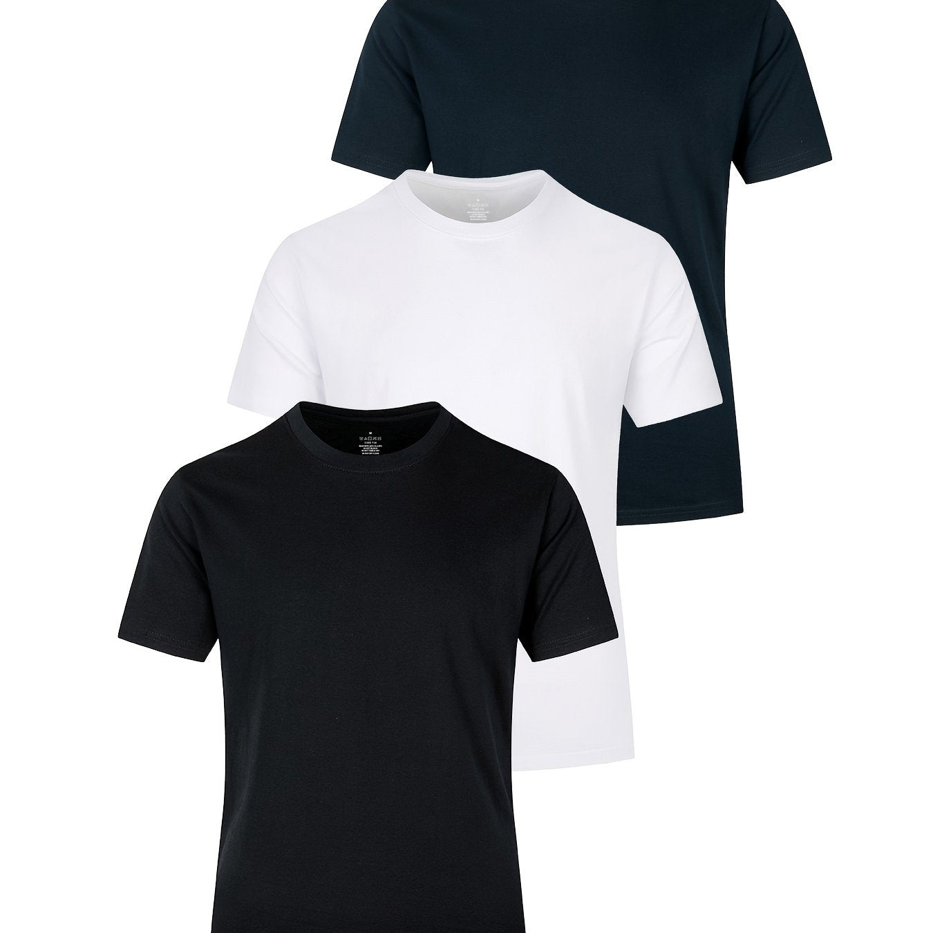 Set of 3 men's cotton short sleeve T-shirts in multiple colors for summer