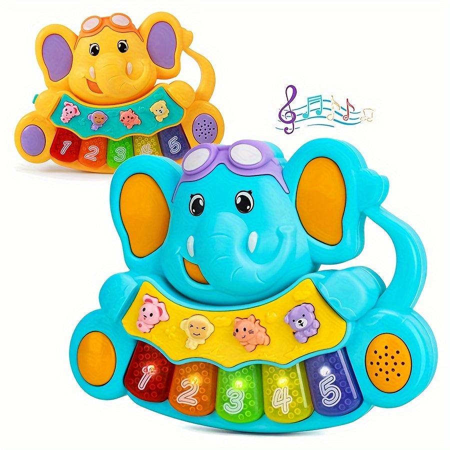 CATNA BUTY Elephant-Themed Youngsters Piano Toy - Musical Keyboard for Kids 18+ Months, Battery Operated, ABS Material, Ideal Gift for Boys & Girls, Blue/Yellow Color Scheme