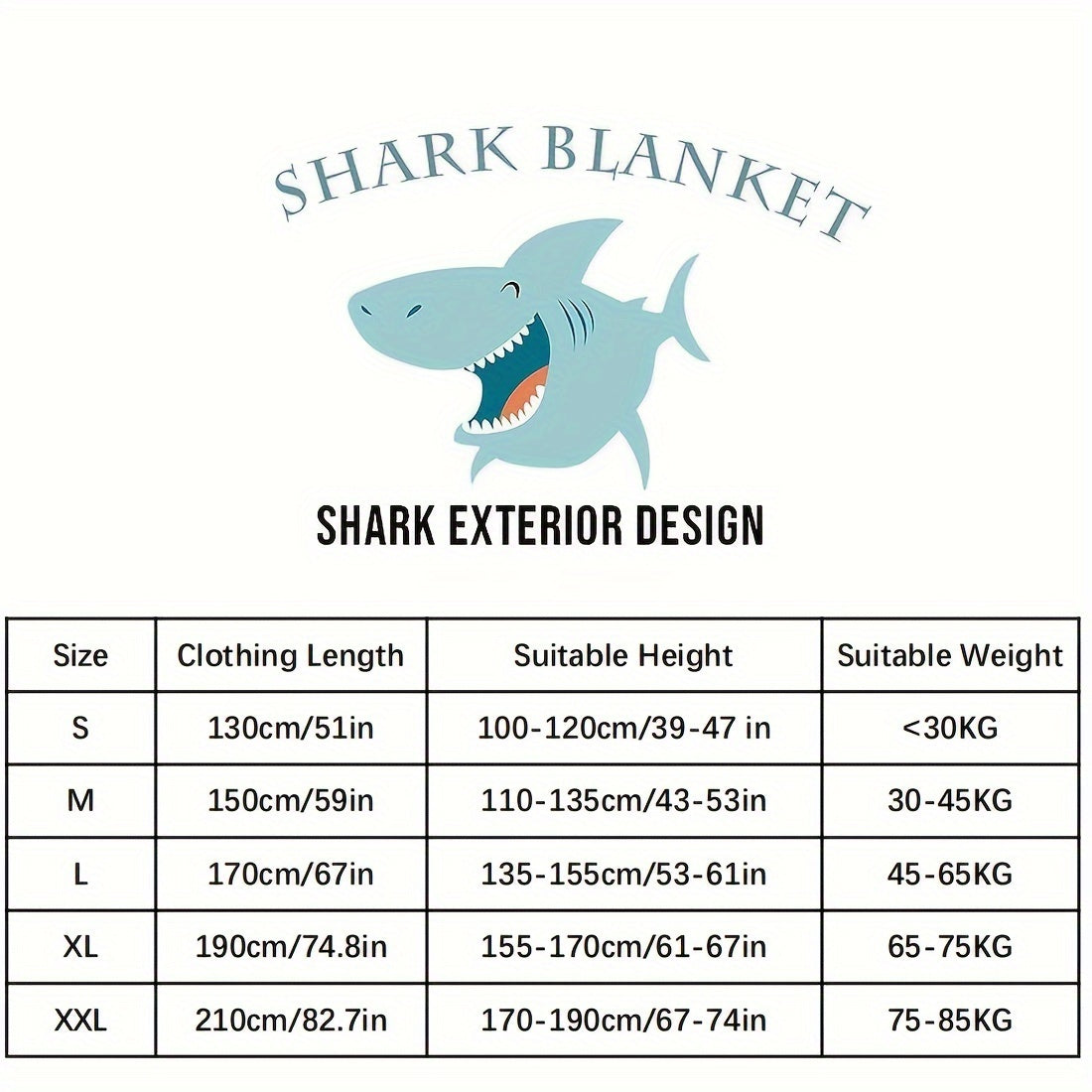 Stay warm and cozy with the 1pc SOWOIOM Cozy Shark Wearable Blanket. Made from soft flannel and featuring a stain-resistant blue with a white shark design, this blanket is perfect for boys and girls. It is machine washable and can be used as a sleeping