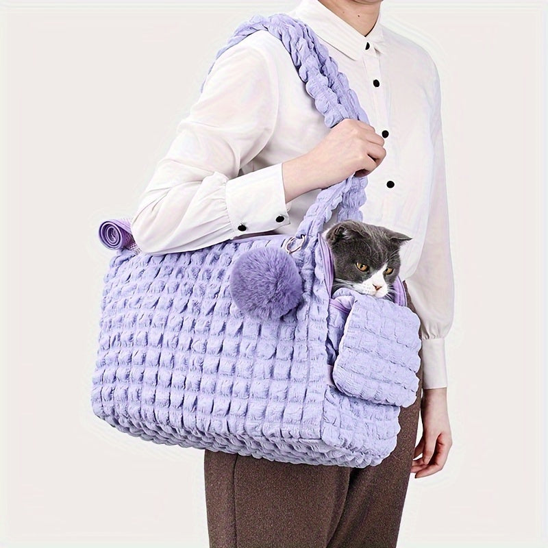 Small dog shoulder bag in cloud bubble style for a diagonal carry.