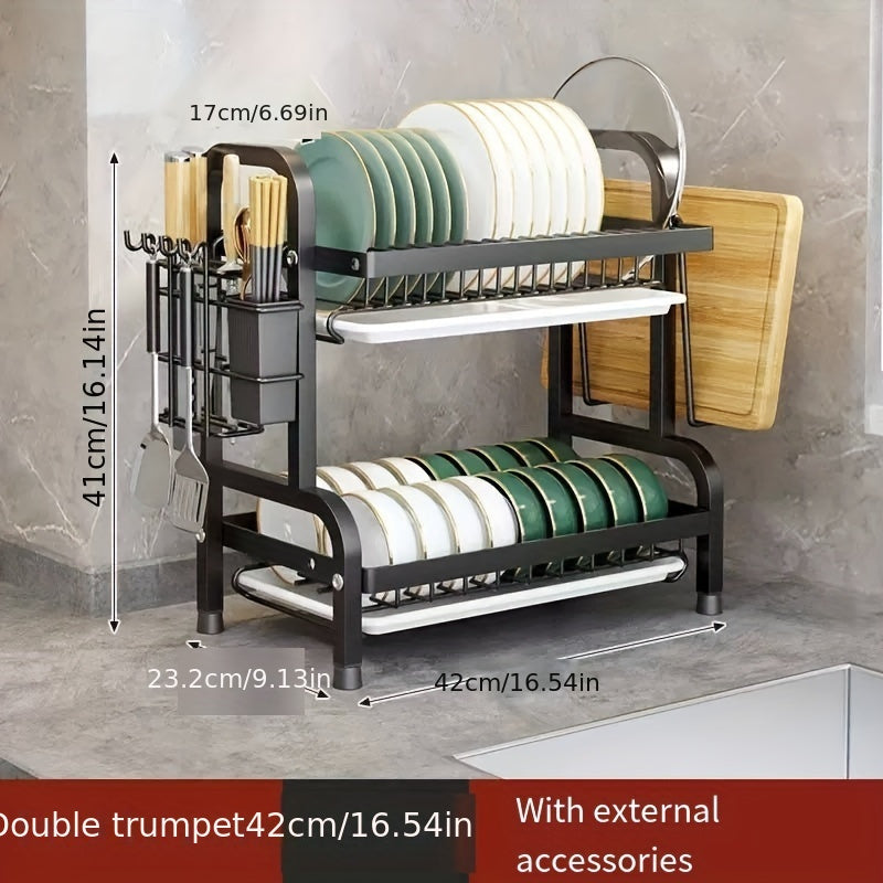 Halloween and Christmas-themed Stainless Steel Kitchen Dish Draining Rack, Tableware Storage, and Multi-functional Household Storage Rack