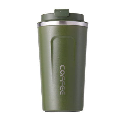 Insulated stainless steel travel mug keeps beverages hot or cold all day - 510ml/17.2oz capacity for coffee, tea, and soda.