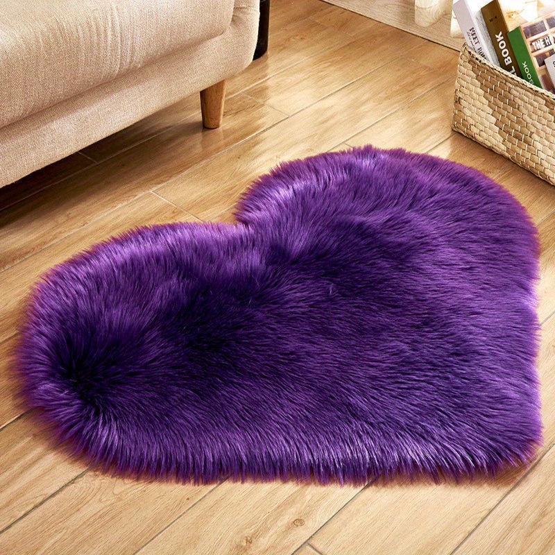 Heart Shaped Faux Fur Rug, Soft Plush Area Rug for Living Room Bedroom Sofa, Fluffy Shaggy Carpet Mat - 50*60cm/19.68*23.62in