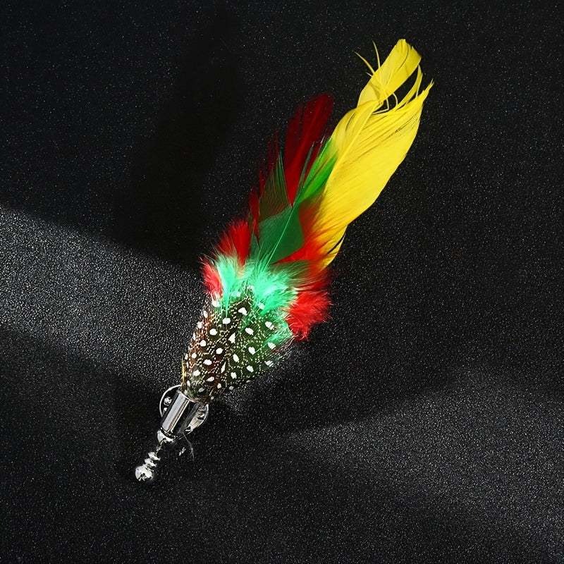 Colorful Simulated Feather Brooches Lapel Pins Set of 7, Stylish Fashion Accessory for Men and Women's Dress Suits