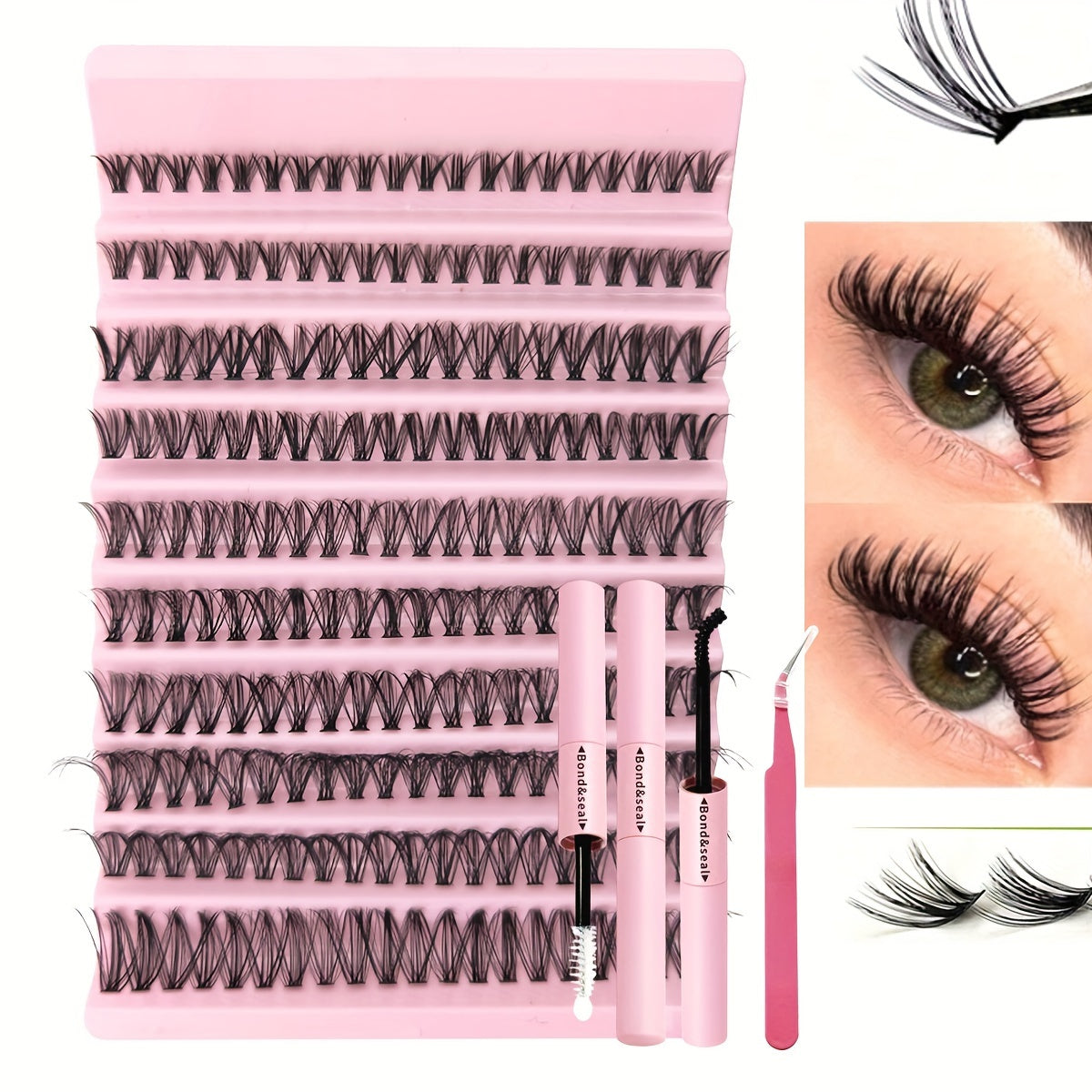 Luxury DIY Lash Extension Kit with faux mink lashes in various lengths and curls for natural glamorous looks. Ideal for beginners.