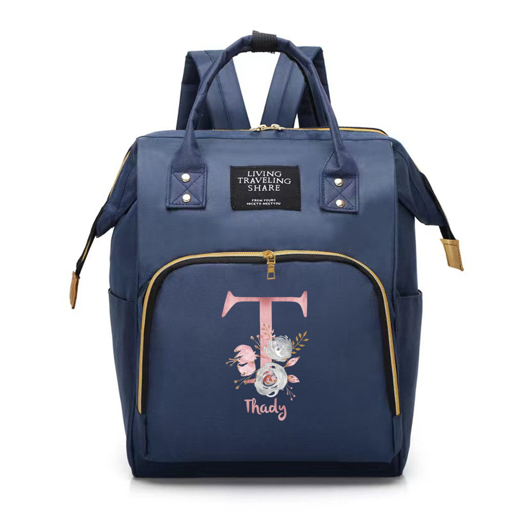 Customizable Mommy Backpack featuring A-Z Initial - Spacious Diaper Bag, Long-lasting Oxford Fabric, Ideal for Traveling & Nursing Must-haves.