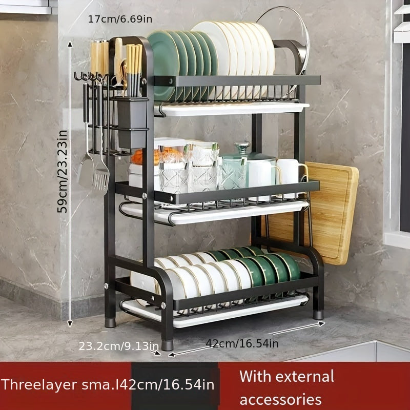 Halloween and Christmas-themed Stainless Steel Kitchen Dish Draining Rack, Tableware Storage, and Multi-functional Household Storage Rack