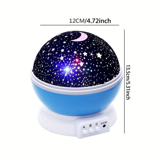 USB-Powered Rotating Star and Moon Night Light - Color-Changing LED Projector Lamp with Adjustable Lighting, Perfect Tabletop Decor for Ages 14 and Up, Comes Gift-Ready