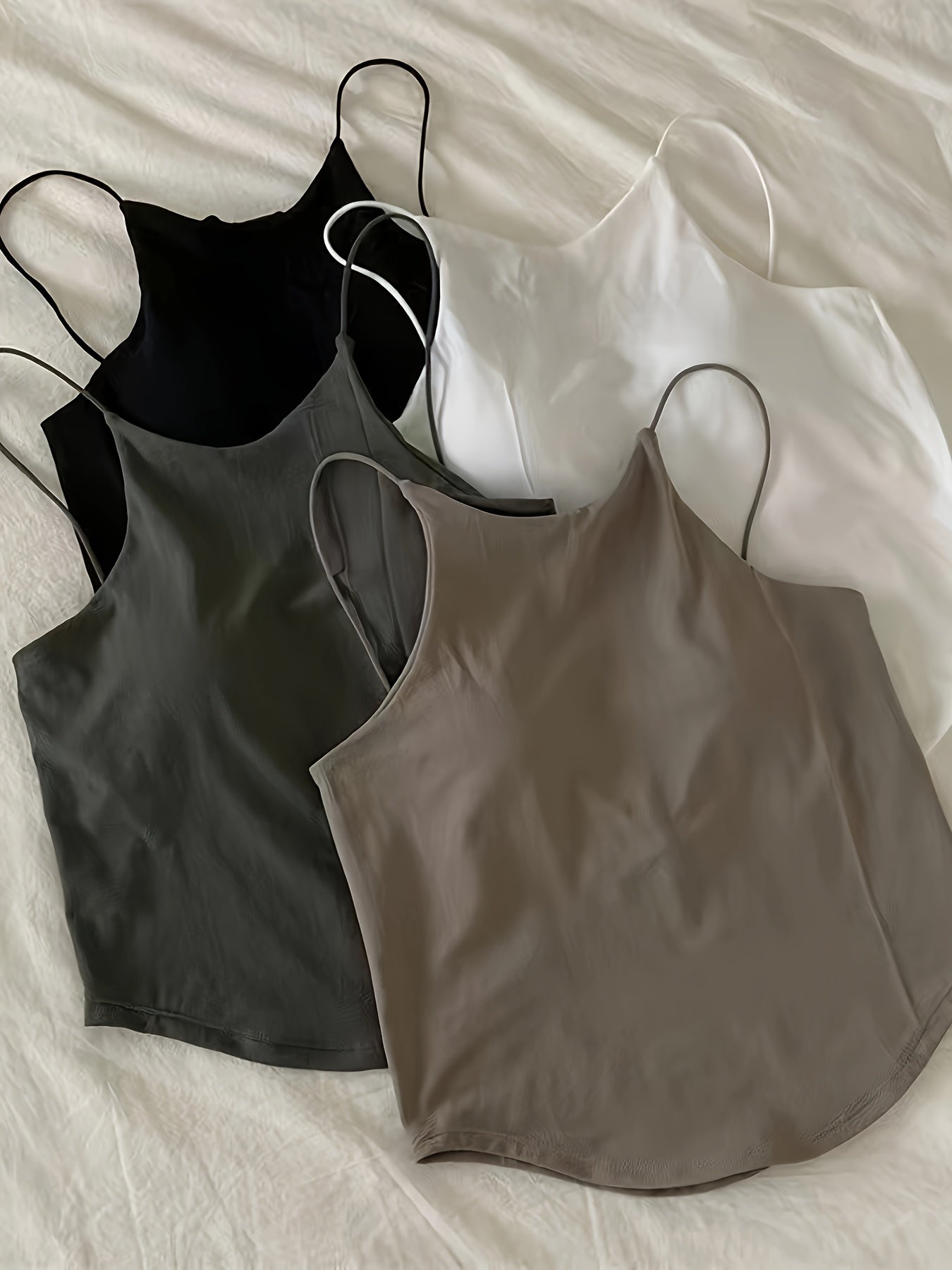 4 Women's Cami Tops with Built-In Bra - Breathable, Wire-Free, Lightweight, All-Season Comfort.