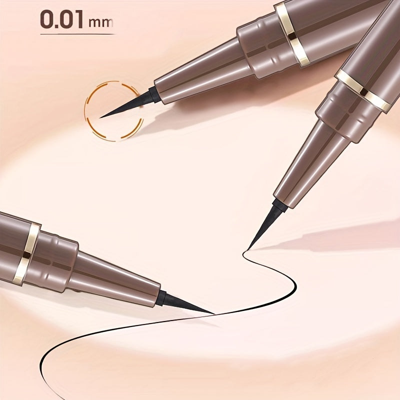 Waterproof black liquid eyeliner pen with quick-dry formula that resists smudging, sweat, and lasts long.