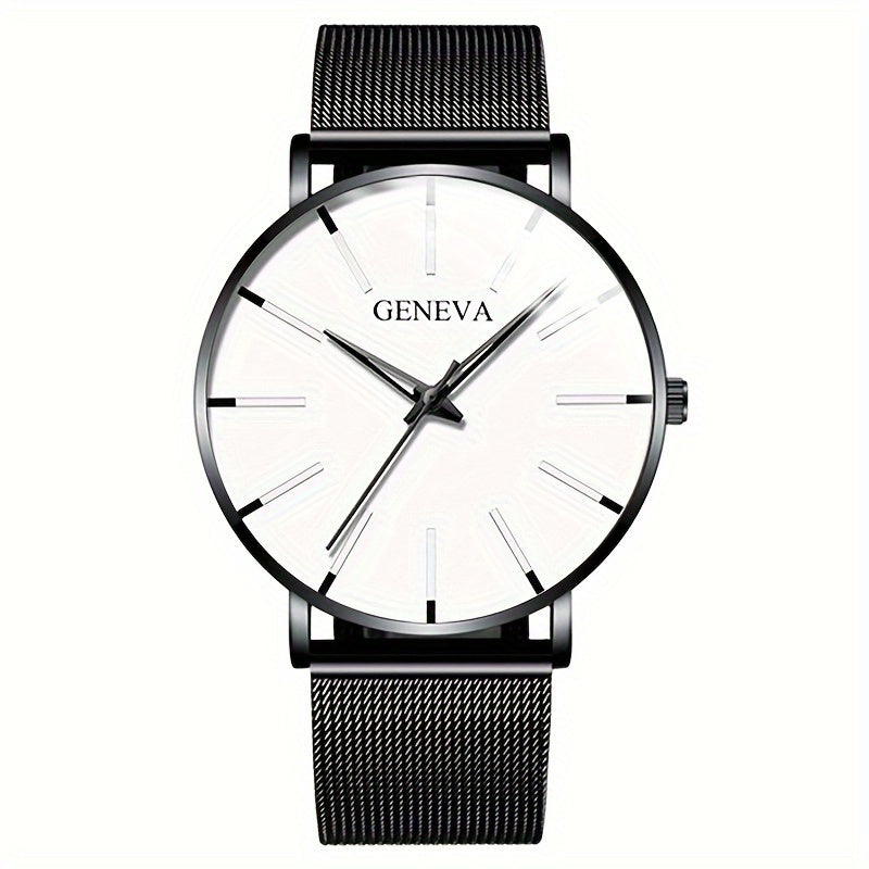 Stylish and versatile mesh strap watch designed for men, perfect for sports, casual wear, and business attire featuring quartz movement.