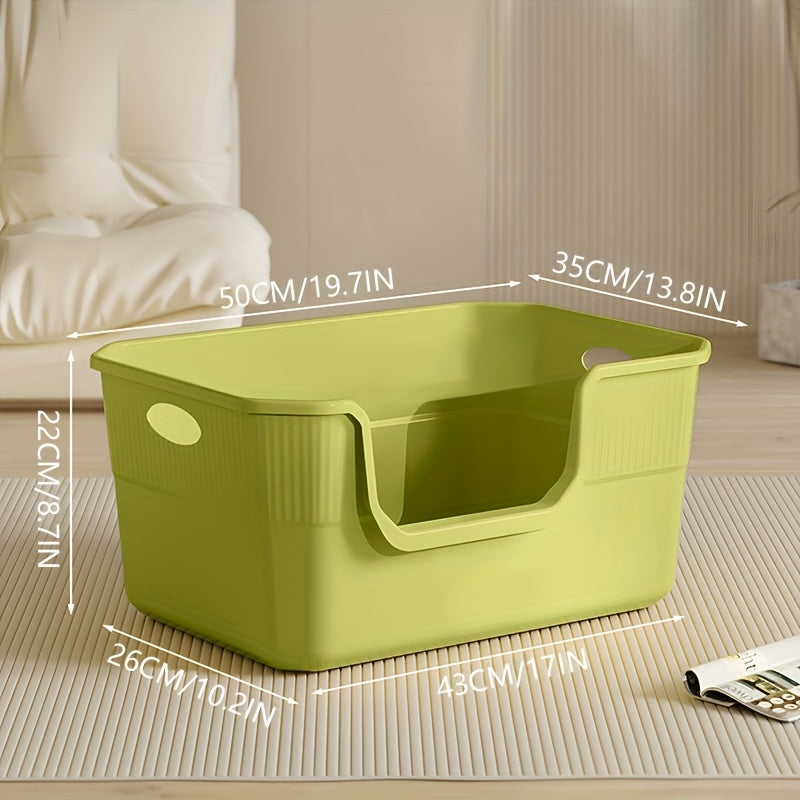 XL Cat Litter Box with Splash Protection, Semi-Enclosed & Open Design, Includes Scoop and Deodorant Bag