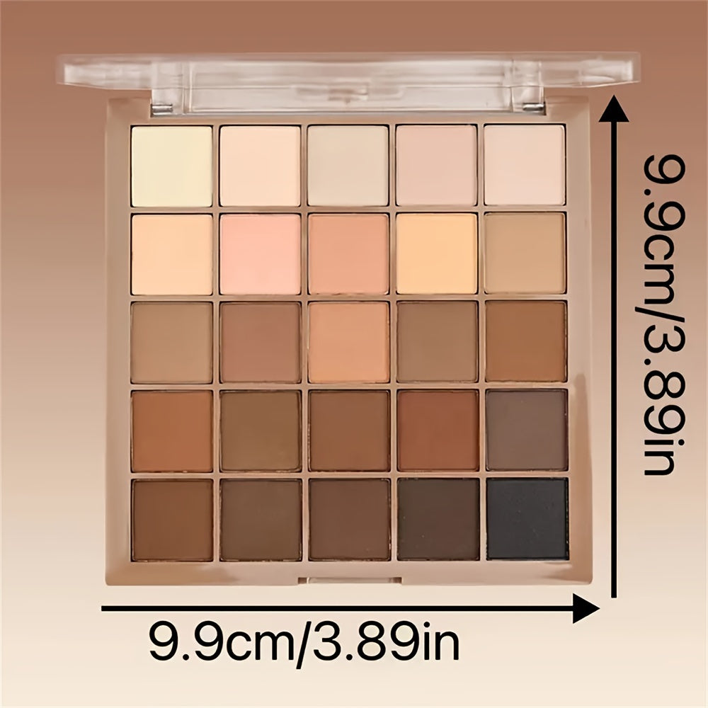 Versatile eye shadow palette with 25 brown and earthy tones for neutral to dramatic looks