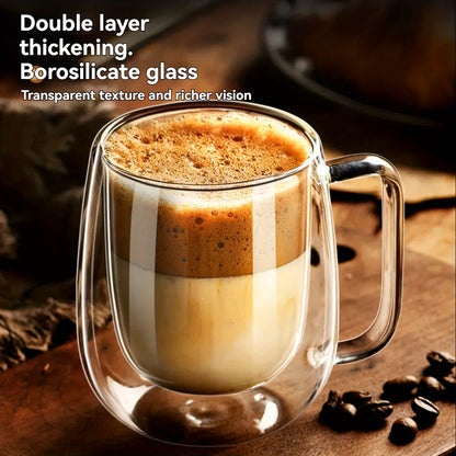 Durable double wall borosilicate glass mug, ideal for all beverages at home or in restaurants, including Middle Eastern favorites.