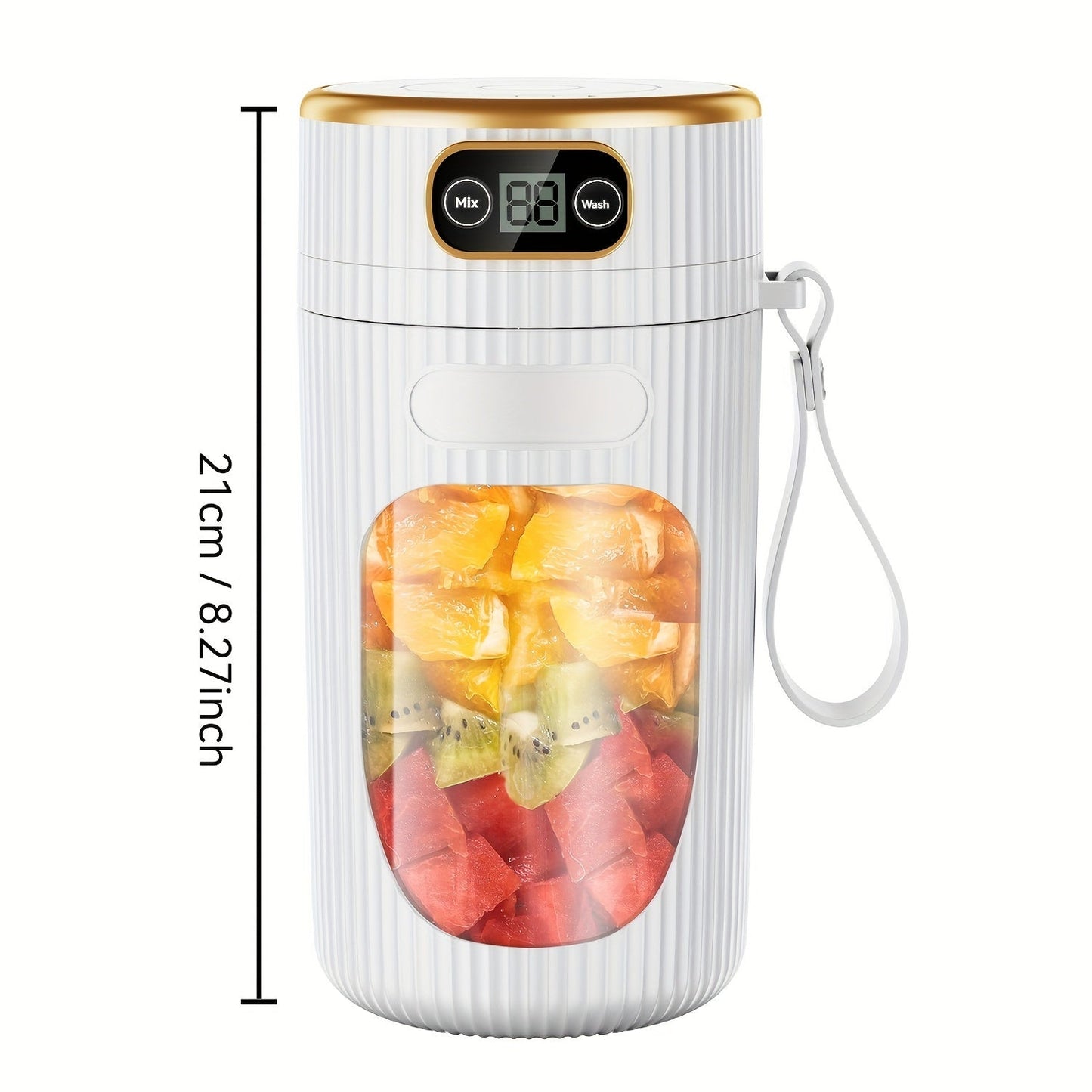 Portable Citrus Juicer Cup with USB Rechargeable 1300mAh Lithium Battery, Electric Juice Maker with Digital Display for Home and Outdoor Use, Less than 1L Capacity, Multi-Function Wireless Blender, Plastic