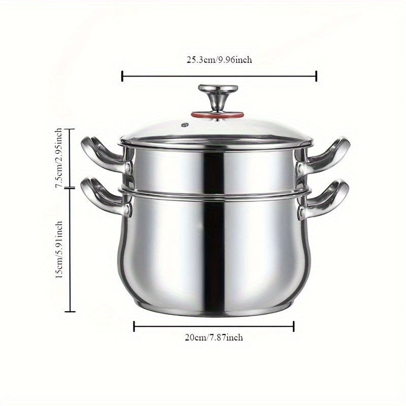 This versatile and durable 5-piece cookware set features double-layer construction for high-quality cooking results. Whether you're cooking for a restaurant, family, or outdoor adventure, this multi-functional steamer is designed to meet all of your