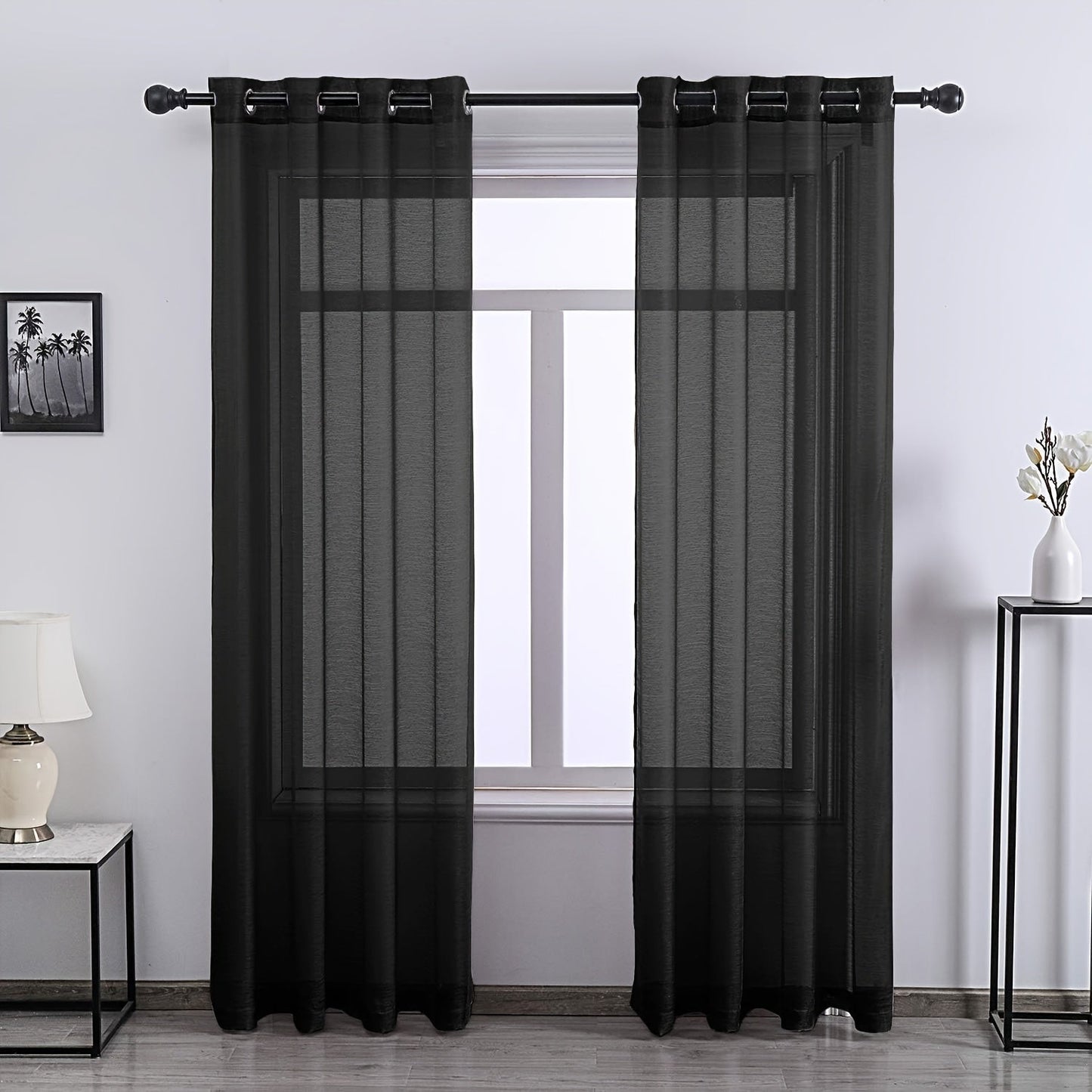 Set of 2 Grommet Top Sheer Curtains Perfect for Living Room, Bedroom, and Kitchen. Made with Soft Sheer Fabric for a Chic Window Treatment and Home Decor.