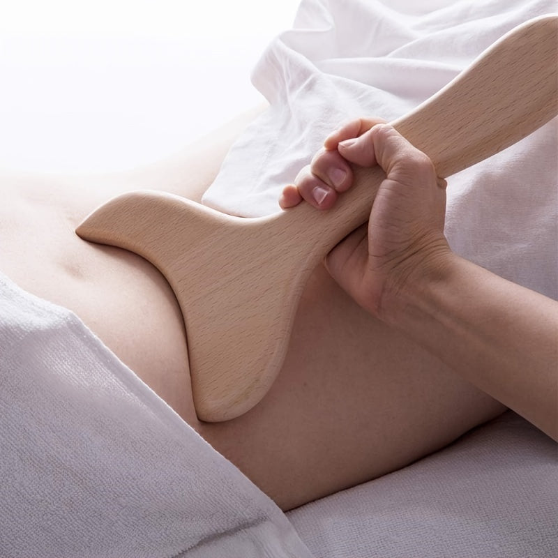 Stress relief wooden scraping massage tool for full body relaxation.