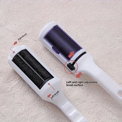 Manual lint remover roller with cover, reusable pet hair removal tool for furniture, carpet, clothing. Easy-to-use dog & cat fur cleaner with plastic handle, no electricity needed.